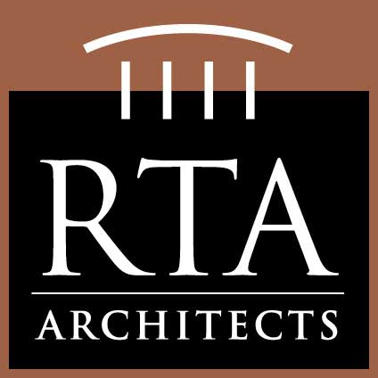 The original RTA Architects logo using red and black colors and a column arch at the top