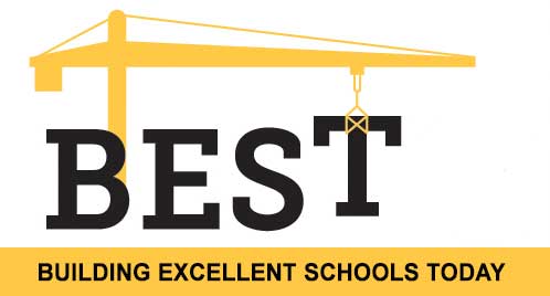 BEST program logo showing a yellow crane illustration lowering the letter T.
