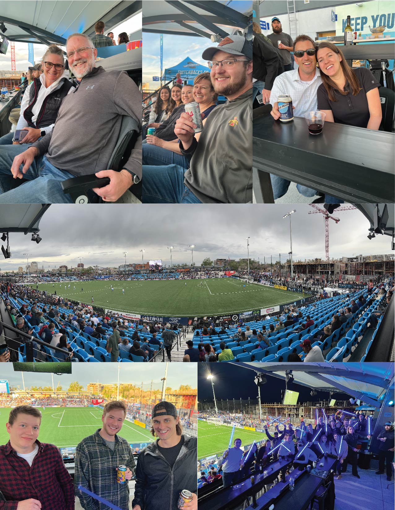 collage showing RTA staff at Galactic night at Weidner field