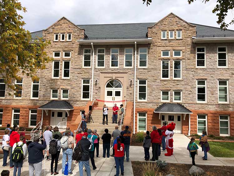 ribbon cutting for jones and palmer hall