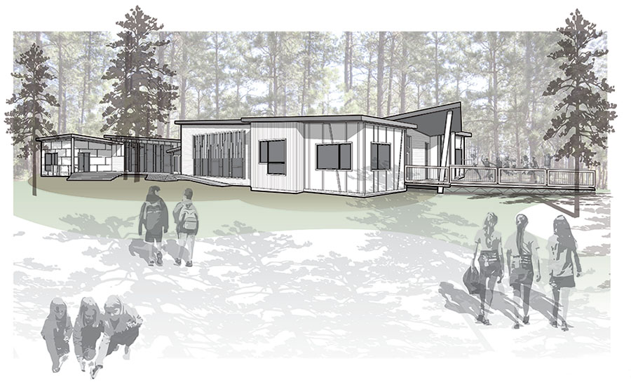 school in the woods rendering